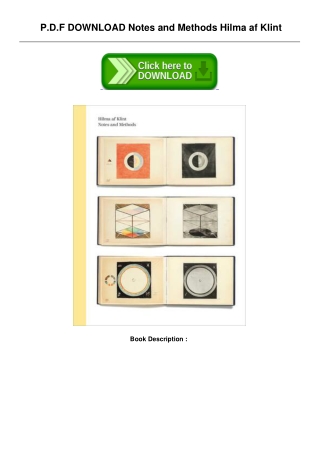 DOWNLOAD in PDF] Notes and Methods by Hilma af Klint [PDF EPUB KINDLE]