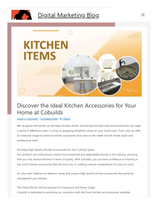 Discover The Ideal Kitchen Accessories For Your Home At Cobuilds - Digital Marketing Blog