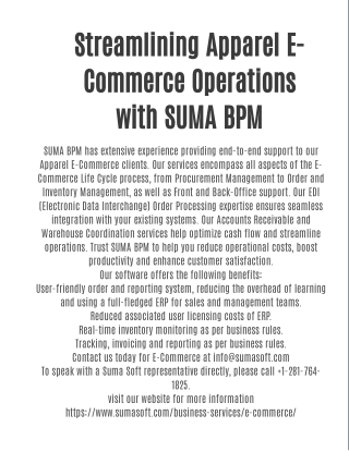 Streamlining Apparel E-Commerce Operations with SUMA BPM