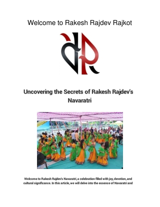 Uncovering the Secrets of Rakesh Rajdev's Navaratri