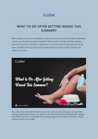 What  To Do  After Getting  Waxed  This Summer?