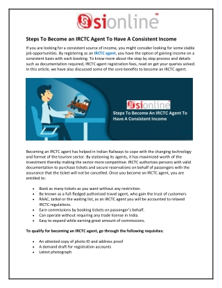 Steps To Become An IRCTC Agent To Have A Consistent Income