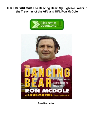 Read PDF] The Dancing Bear: My Eighteen Years in the Trenches of the AFL and NFL