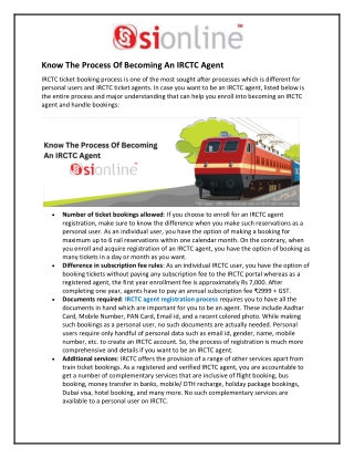 Know The Process Of Becoming An IRCTC Agent