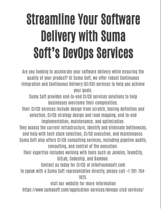 Streamline Your Software Delivery with Suma Soft’s DevOps Services