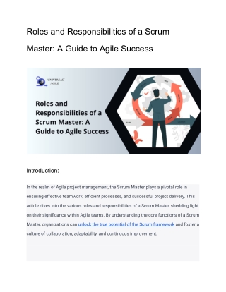 Roles and Responsibilities of a Scrum Master_ A Guide to Agile Success
