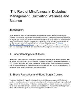 The Role of Mindfulness in Diabetes Management_ Cultivating Wellness and Balance