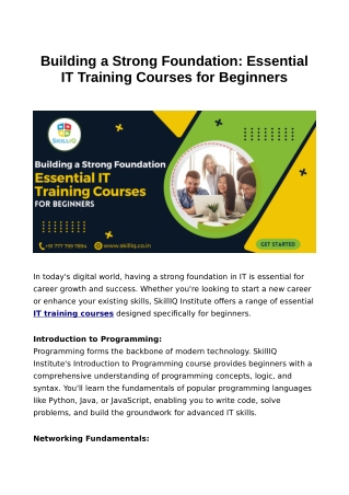 Building a Strong Foundation: Essential IT Training Courses for Beginners 