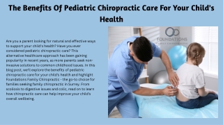 The Benefits Of Pediatric Chiropractic Care For Your Child's Health