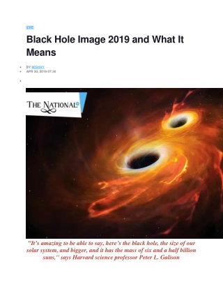 Black Hole Image 2019 and What It Means
