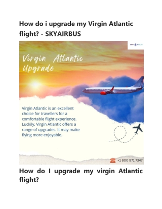 How do i upgrade my Virgin Atlantic flight