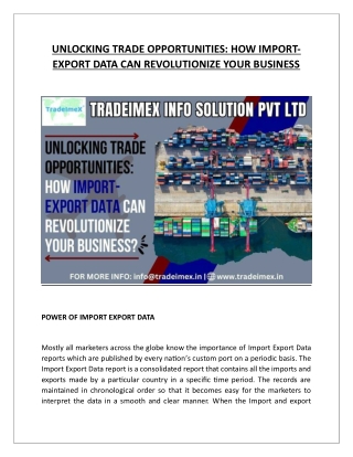 UNLOCKING TRADE OPPORTUNITIES: HOW IMPORT-EXPORT DATA CAN REVOLUTIONIZE YOUR BUS