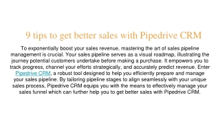 _9 tips to get better sales with Pipedrive CRM