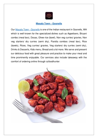 Up to 10% off Masala Town Gosnells Menu- Order now!!