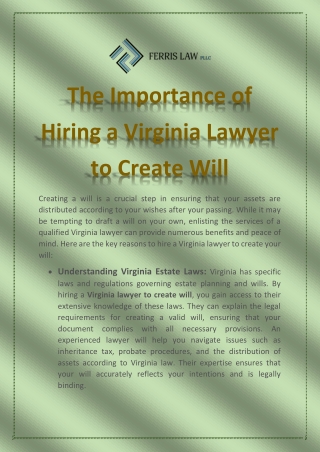 The Importance of Hiring a Virginia Lawyer to Create Will