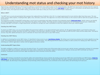 Understanding mot status and checking your mot history