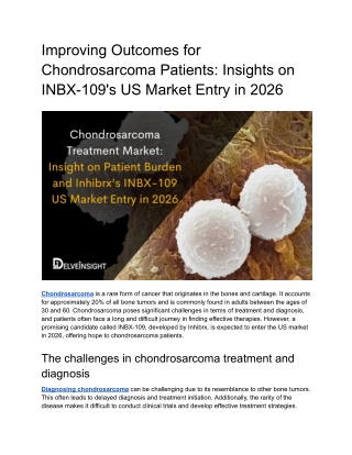 _Chondrosarcoma Treatment Market_ Insight on Patient Burden and Inhibrx’s INBX-109 US Market Entry in 2026