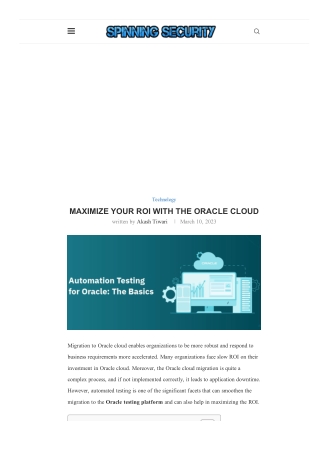 MAXIMIZE YOUR ROI WITH THE ORACLE CLOUD