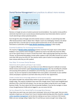 Dental Review Management best practices to attract more reviews