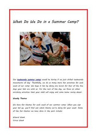 What Do We Do in a Summer Camp?
