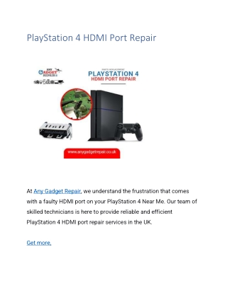 PlayStation 4 HDMI Port Repair