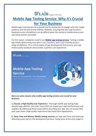 Mobile App Testing Service- Why it's Crucial for Your Business