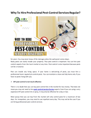 Why To Hire Professional Pest-Control Services Regular?