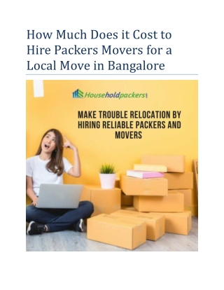 How Much Does it Cost to Hire Packers Movers for a Local Move in Bangalore