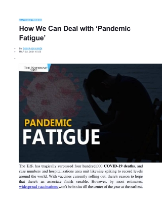 How We Can Deal with Pandemic Fatigue
