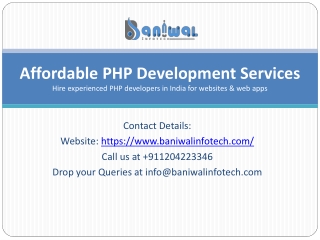 Expert #PHP Web Development Services Provider - Baniwal Infotech