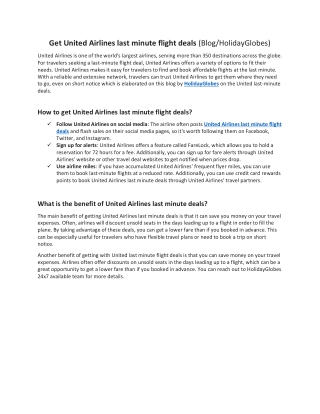 United Airlines last-minute deals Find Low-Cost Flights