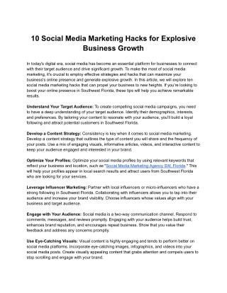 10 Social Media Marketing Hacks for Explosive Business Growth