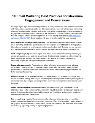 10 Email Marketing Best Practices for Maximum Engagement and Conversions