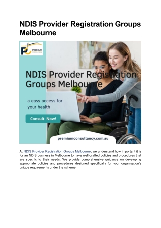 NDIS Provider Registration Groups Melbourne