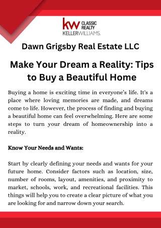Make Your Dream a Reality Tips to Buy a Beautiful Home