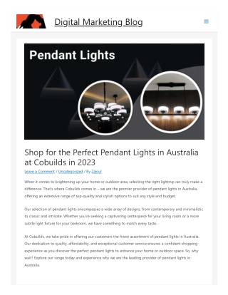 Shop For The Perfect Pendant Lights In Australia At Cobuilds In 2023 - Digital Marketing Blog