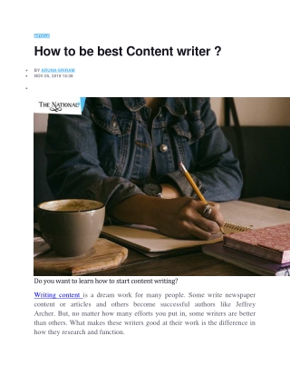 How to be best Content writer