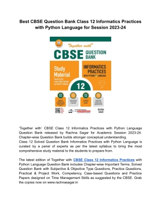 Class 12 Solved CBSE Question Bank Informatics Practices with Python Language