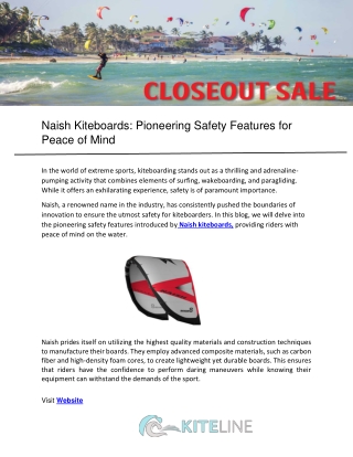 Naish Kiteboards: Pioneering Safety Features for Peace of Mind