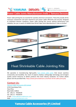 Cable Joints Manufacturers