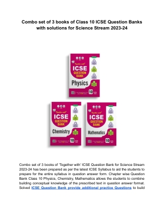 Combo set of 3 books of Class 10 ICSE Question Banks with solutions for Science Stream 2023-24