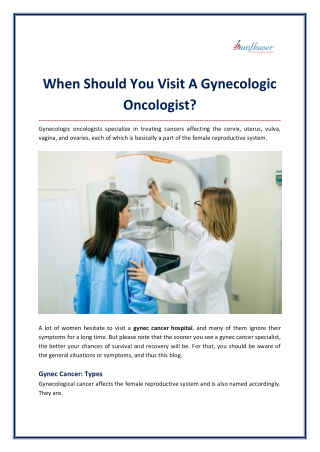 When Should You Visit A Gynecologic Oncologist?