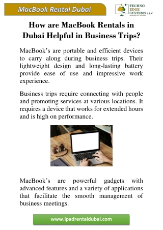 How are MacBook Rentals in Dubai Helpful in Business Trips