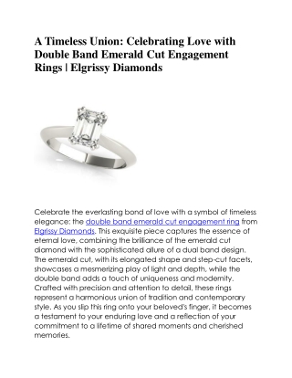 Double Band Emerald Cut Engagement Rings | Elgrissy Diamonds