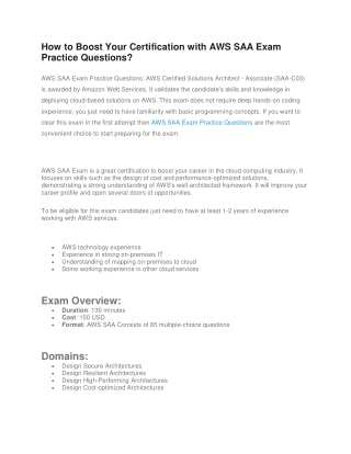 How to Boost Your Certification with AWS SAA Exam Practice Questions
