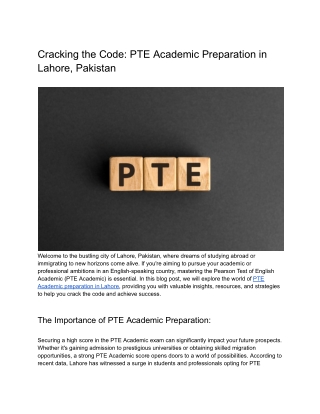 Cracking the Code_ PTE Academic Preparation in Lahore, Pakistan