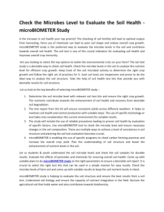 Check the Microbes Level to Evaluate the Soil Health - microBIOMETER Study