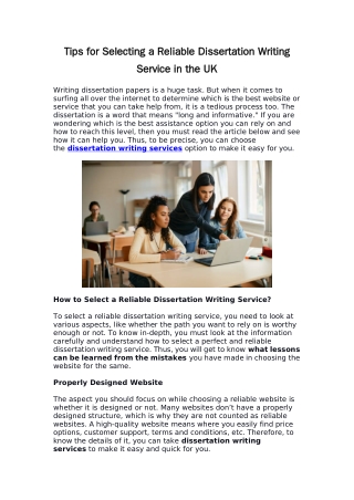 Tips for Selecting a Reliable Dissertation Writing Service in the UK