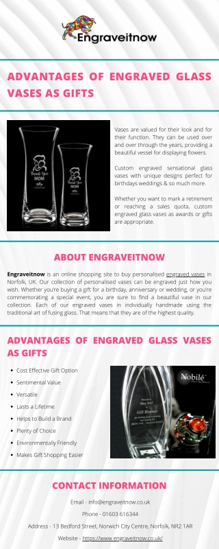 Advantages of Engraved Glass Vases as Gifts