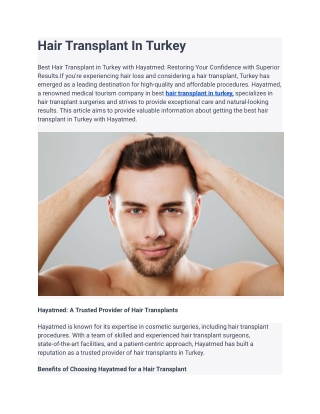 _Hair Transplant In Turkey